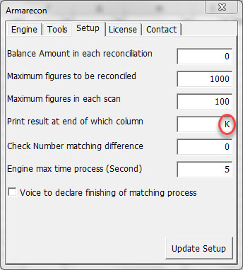 Armarecon training image (Bank reconciliation excel add-ins ) - excel screen 15 related to Engine Detail