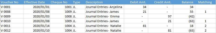 Armarecon training image (Bank reconciliation excel add-ins ) - excel screen 2 related to concept of armarecon