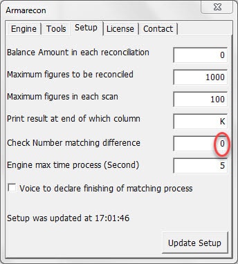 Armarecon training image (Bank reconciliation excel add-ins ) - excel screen 2 related to Check Match