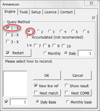 Armarecon (Bank reconciliation excel add-ins) excel screen 6 related to using Armarecon engine in simple example