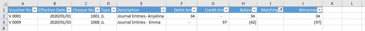 Armarecon (Bank reconciliation excel add-ins) excel screen 12 related to using Armarecon engine in simple example