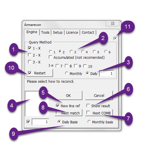 Armarecon training image (Bank reconciliation excel add-ins ) - excel screen 1 related to Engine Detail